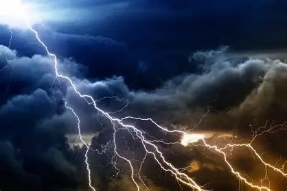 Lightning over the sea
